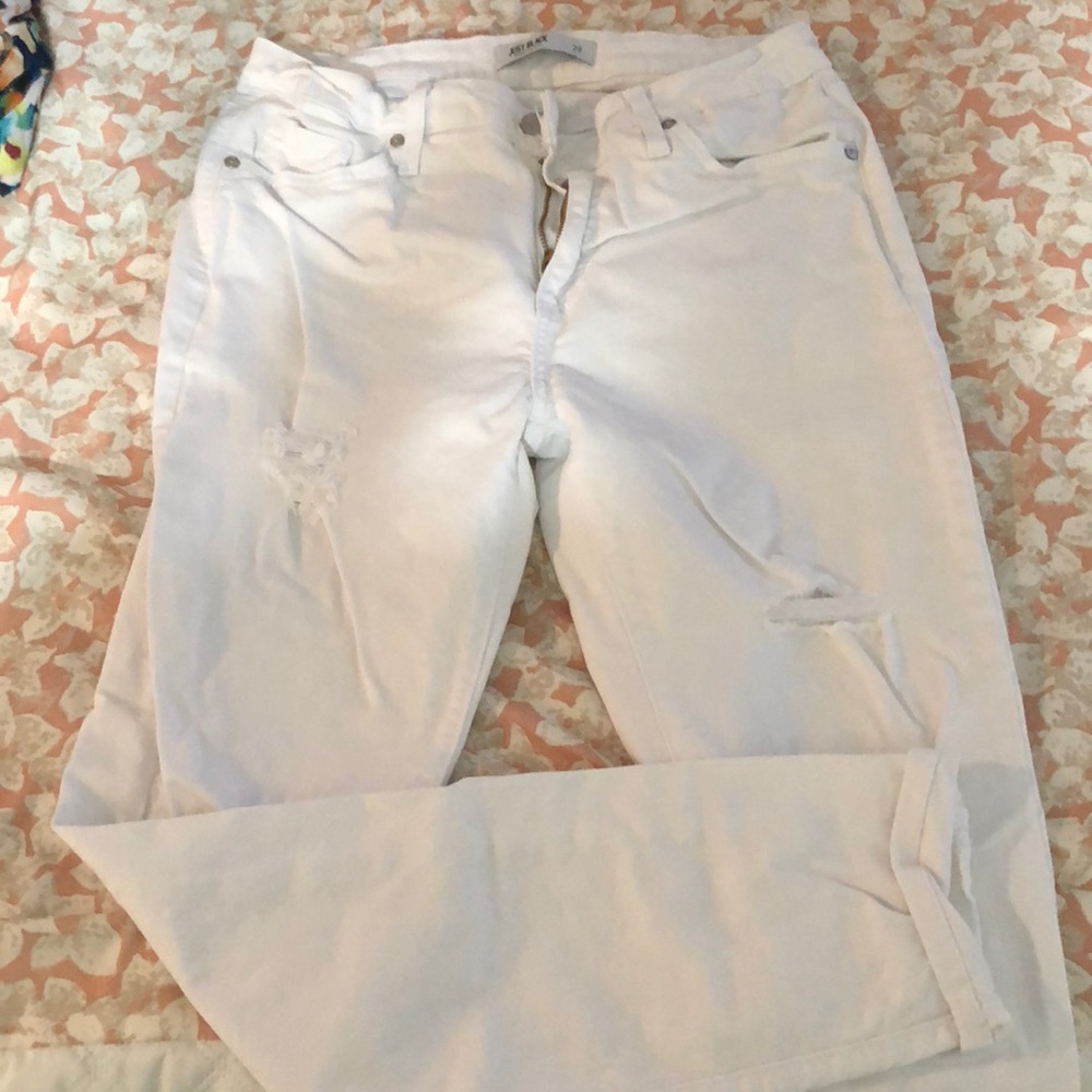 Just Black Distresses White Jeans